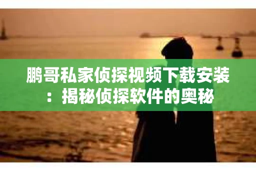 鹏哥私家侦探视频下载安装：揭秘侦探软件的奥秘