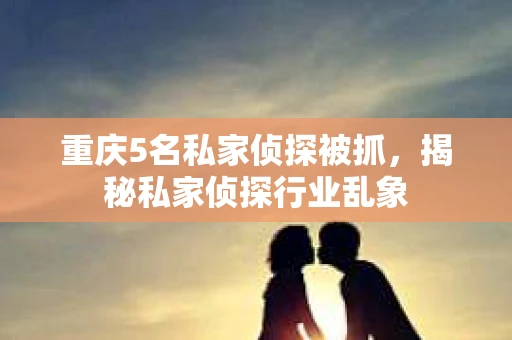 重庆5名私家侦探被抓，揭秘私家侦探行业乱象