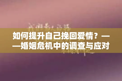 如何提升自己挽回爱情？——婚姻危机中的调查与应对策略